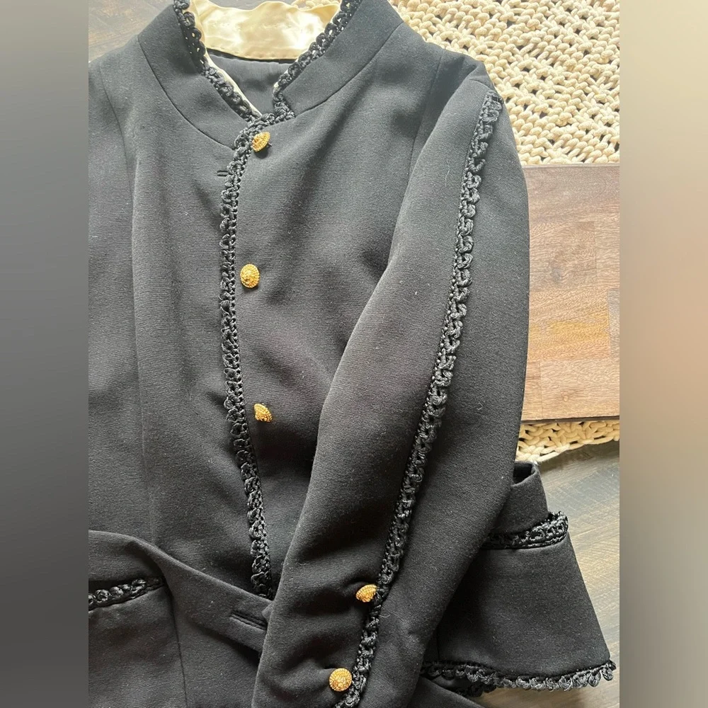 Holt Renfrew Vintage Black Wool Jacket & Skirt Set Size 6 Excellent - Picture 5 of 15